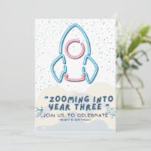 Out to space Birthday party invitation Card (Debout devant)