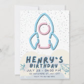 Out to space Birthday party invitation Card (Dos)