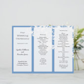 Out Tree, Blue Tri-Fold Wedding Program Sjabloon (Staand voorkant)