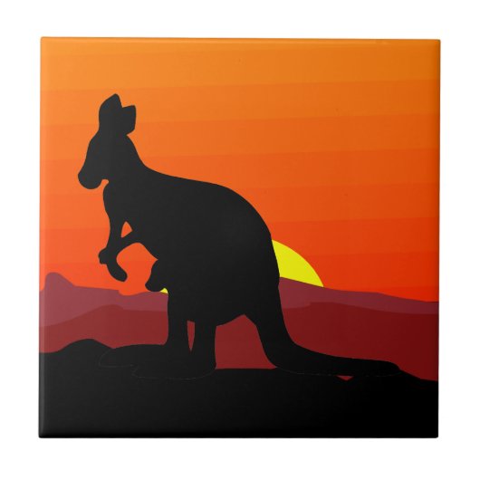 Outback Australian Kangaroo op Sunset Tegeltje (Voorkant)