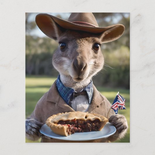 Outback Delight: A Kangaroo Eats Aussie Meat Pie Flyer (Voorkant)
