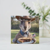 Outback Delight: A Kangaroo Eats Aussie Meat Pie Save The Date (Staand voorkant)