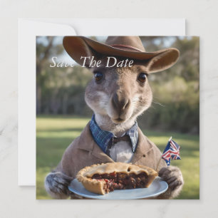 Outback Delight: A Kangaroo Eats Aussie Meat Pie Save The Date