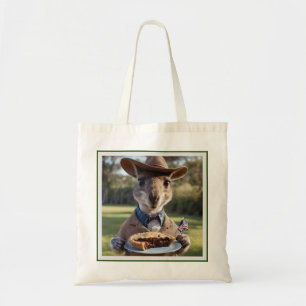 Outback Delight: A Kangaroo Eats Aussie Meat Pie Tote Bag