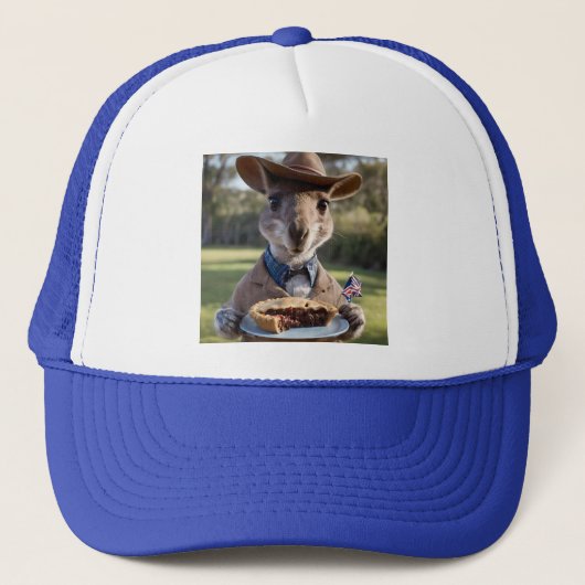 Outback Delight: A Kangaroo Eats Aussie Meat Pie Trucker Pet (Voorkant)