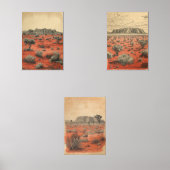 Outback Odyssey – Retro Australian Desert Travel  Muurkunst Sets (Voorkant)