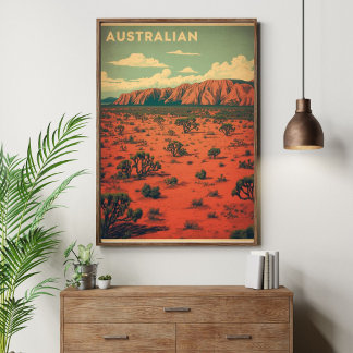 Outback Odyssey – Retro Australische woestijnreis Poster