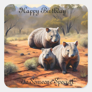 Outback Trio: Wombat Wanderers, Vierkante Sticker