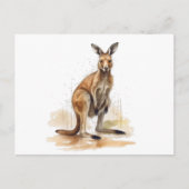 Outback Wanderer: Waterverf Kangaroo Briefkaart (Voorkant)