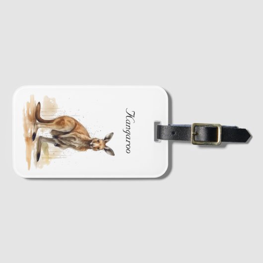 Outback Wanderer: Waterverf Kangaroo custom Bagagelabel (Voorkant (horizontaal))