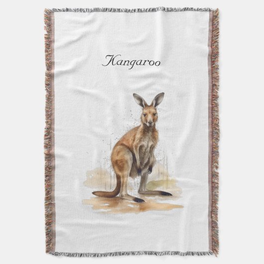 Outback Wanderer: Waterverf Kangaroo custom Deken (Voorkant Verticaal)