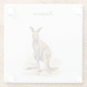 Outback Wanderer: Waterverf Kangaroo custom Glazen Onderzetter (Achterkant)