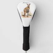 Outback Wanderer: Waterverf Kangaroo custom Golfheadcover (Voorkant)