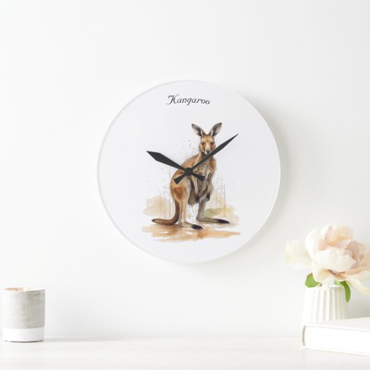 Outback Wanderer: Waterverf Kangaroo custom Grote Klok (Huis)