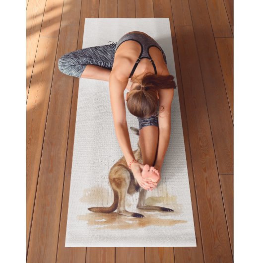 Outback Wanderer: Waterverf Kangaroo custom Yogamat