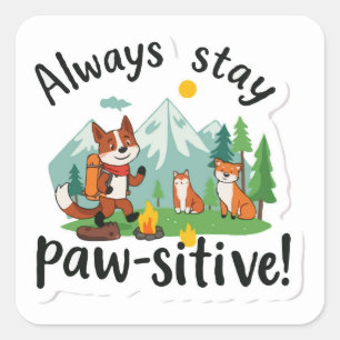 Outdoor Adventure 'Blijf altijd Paw-sensitive' Vib Vierkante Sticker