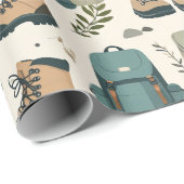 Outdoor Adventure Pattern Hiking Boots Backpacks Cadeaupapier (Rol Hoek)