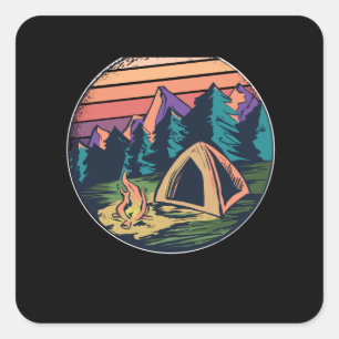 Outdoor Camping Vierkante Sticker