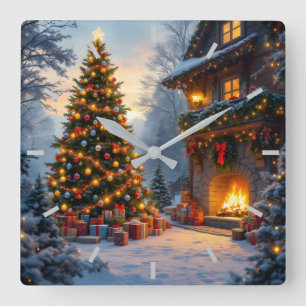 Outdoor Christmas Wall Clock Vierkante Klok