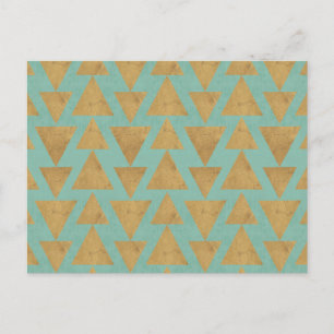 Outdoor Geo Step   Gold & Teal Pattern Briefkaart