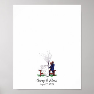 Outdoor Liefde Bruiloft Paar Vingerafdruk Gastenbo Poster