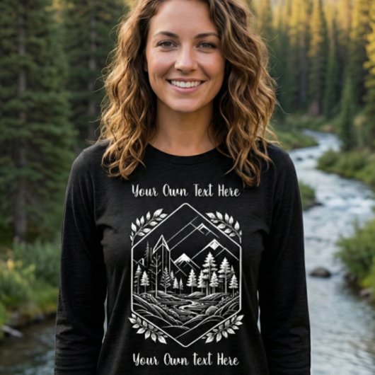 Outdoor Line Art Mountain Adventure Your Text Tri-Blend Shirt