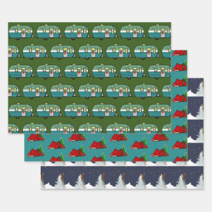 Outdoor Lovers' Christmas Camping Inpakpapier Vel