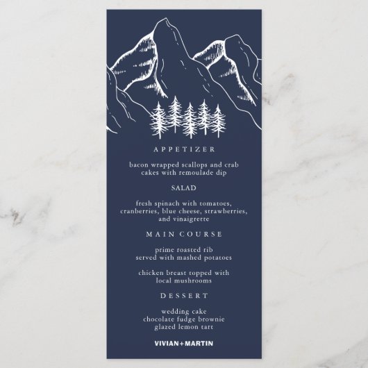 Outdoor Mountains Pine Tree Wedding Menu (Voorkant)