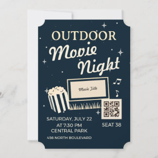 Outdoor Movie Night Ticket Invite Kaart