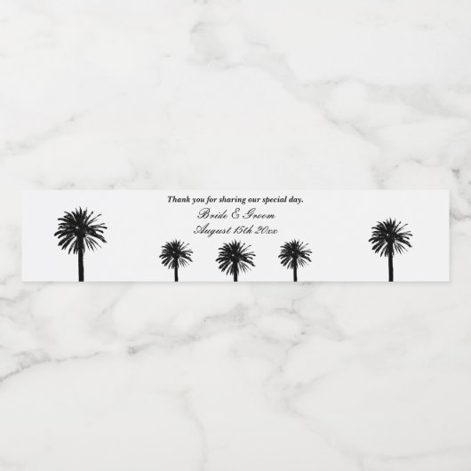 Outdoor palm strand huwelijk aangepaste waterfless waterfles etiket (Enkel label)