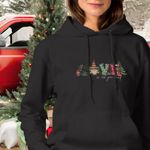 Outdoor Rood Groen Stijlvol Script Kerstboom Hoodie
