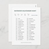 Outdoor Scavenger Hunt Kinder Party Game Kaart (Voorkant / Achterkant)