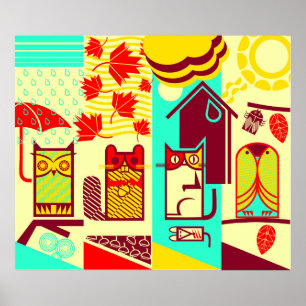 Outdoor schattige wezens poster