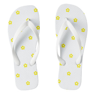 Outdoor Strand Geel Bloem Gedrukt Wit Strap Teenslippers