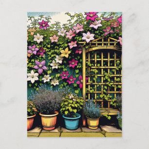  Outdoor Trellis en Potten van Planten Briefkaart