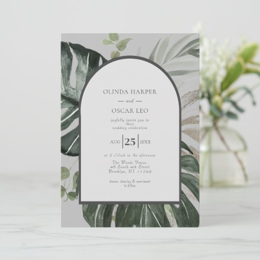 Outdoor Tuin Gebogen Bruiloft Uitnodiging (Staand voorkant)