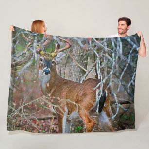 Outdoorsman Whitetail Buck Wildlife AcrylArt Fleece Deken