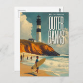 Outer Banks NC Vintage Travel Briefkaart (Voorkant / Achterkant)
