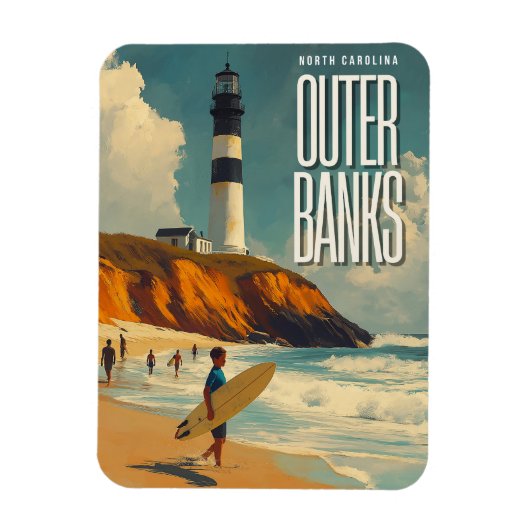 Outer Banks NC Vintage Travel Magneet (Verticaal)