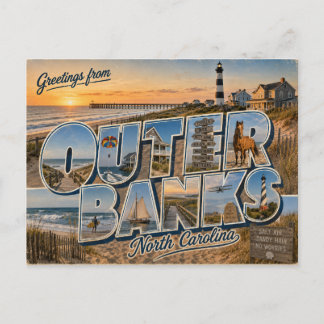 Outer Banks, North Carolina Ansichtkaart Feestdagenkaart