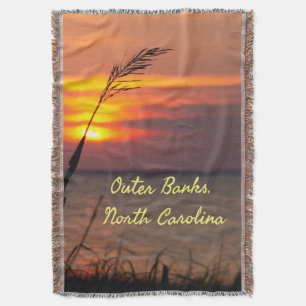 Outer Banks North Carolina Beach Sunset Oranje Sky Deken