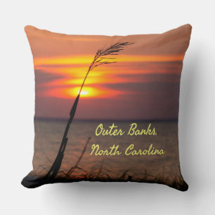 Outer Banks North Carolina Beach Sunset Oranje Sky Kussen