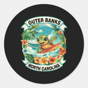 Outer Nks North Carolina Schattige Zeeschildpad Su Ronde Sticker