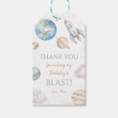 Outer Space 1e Verjaardag Planeet Bedankt Cadeaulabel (Voorkant)