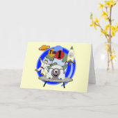 Outer Space 1st Verjaardag T-shirts en geschenken Kaart (Gele Bloem)