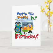 Outer Space 1st Verjaardag Tshirts en geschenken Kaart (Gele Bloem)