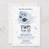 Outer Space 2nd Birthday Party Astronaut Rocket Kaart (Voorkant)