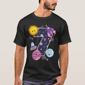 Outer Space 7 Year Old 7th Birthday Girl Party Spa T-shirt
