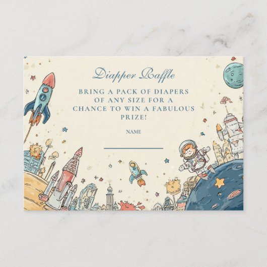 Outer Space Adventure Diapper Raffle Informatiekaartje (Voorkant)