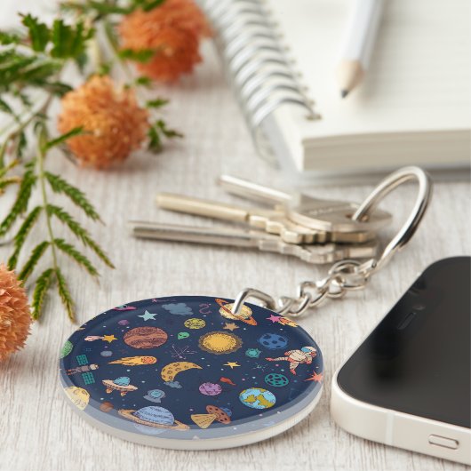 Outer Space Adventure – Leuke dubbelzijdige Sleutelhanger (Voorkant Rechts)